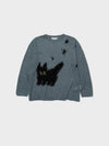 [UOU___CUTE x LOW CLASSIC] Dandelion Cat Knit - Blue
