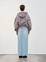 Back Rib Crop Hoodie - Red Brown