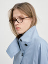 Raglan High Neck Trench Coat - Blue