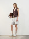 Tuck Point Turn-Up Shorts - Light Grey