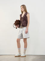 Tuck Point Turn-Up Shorts - Light Grey