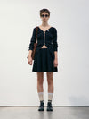 Deep V-Neck Knit Cardigan - Black