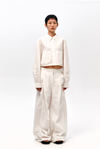 Cotton Pocket Crop Shirt - White