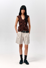 Tuck Point Turn-Up Shorts - Light Grey