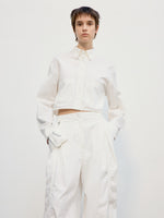 Cotton Pocket Crop Shirt - White