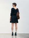 Deep V-Neck Knit Cardigan - Black