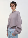 Back Rib Crop Hoodie - Red Brown