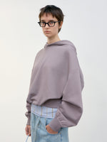 Back Rib Crop Hoodie - Red Brown