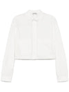Cotton Pocket Crop Shirt - White