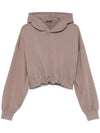 Back Rib Crop Hoodie - Red Brown
