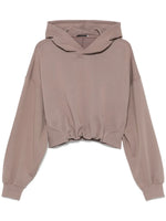 Back Rib Crop Hoodie - Red Brown