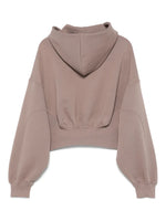 Back Rib Crop Hoodie - Red Brown