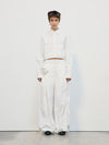 Cotton Pocket Crop Shirt - White