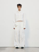 Cotton Pocket Crop Shirt - White