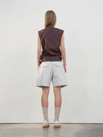 Tuck Point Turn-Up Shorts - Light Grey