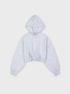 Back Rib Crop Hoodie - Melange Grey