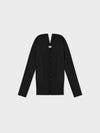 Deep V-Neck Knit Cardigan - Black