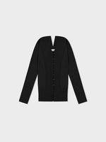 Deep V-Neck Knit Cardigan - Black