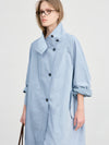 Raglan High Neck Trench Coat - Blue