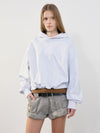 Back Rib Crop Hoodie - Melange Grey