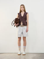 Tuck Point Turn-Up Shorts - Light Grey