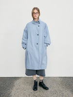 Raglan High Neck Trench Coat - Blue
