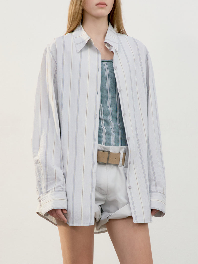 Tuck Point Turn-Up Shorts - Light Grey