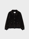 Washed Velvet Bomber Jacket - Brown