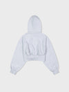 Back Rib Crop Hoodie - Melange Grey