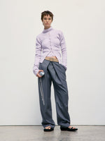 Deep V-Neck Knit Cardigan - Lavender