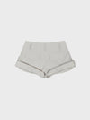 Tuck Point Turn-Up Shorts - Light Grey