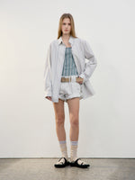 Tuck Point Turn-Up Shorts - Light Grey