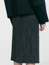 Crumpled Wool H-Line Skirts - Tweed Check Grey