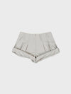 Tuck Point Turn-Up Shorts - Light Grey