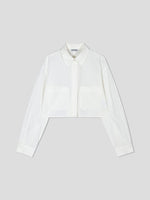 Cotton Pocket Crop Shirt - White
