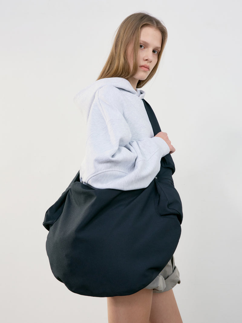 Back Rib Crop Hoodie - Melange Grey