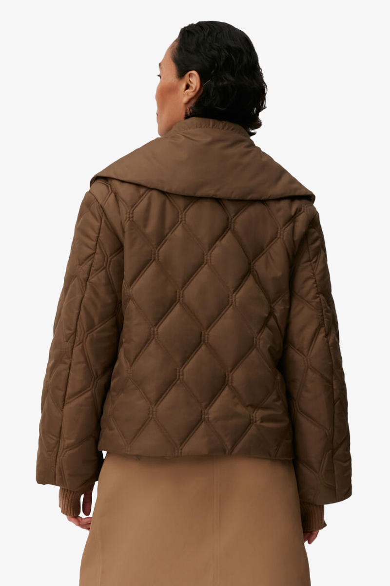 Ripstop Quilt Big Collar Jacket - Teak