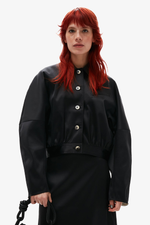Double Satin Short Jacket - Black
