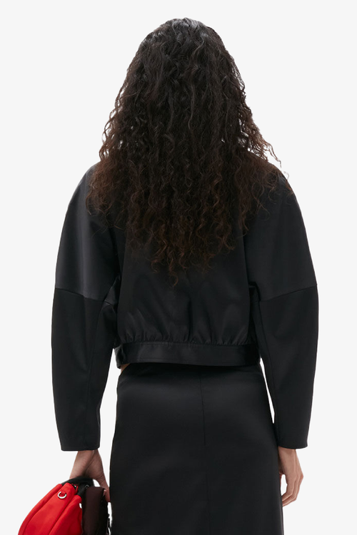 Double Satin Short Jacket - Black