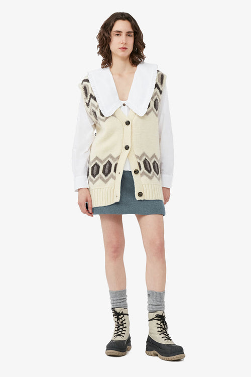 Chunky Graphic Wool Oversized Vest