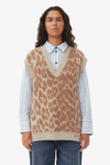 Leopard Jacquard Oversized Vest - Timber Wolf