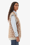 Leopard Jacquard Oversized Vest - Timber Wolf