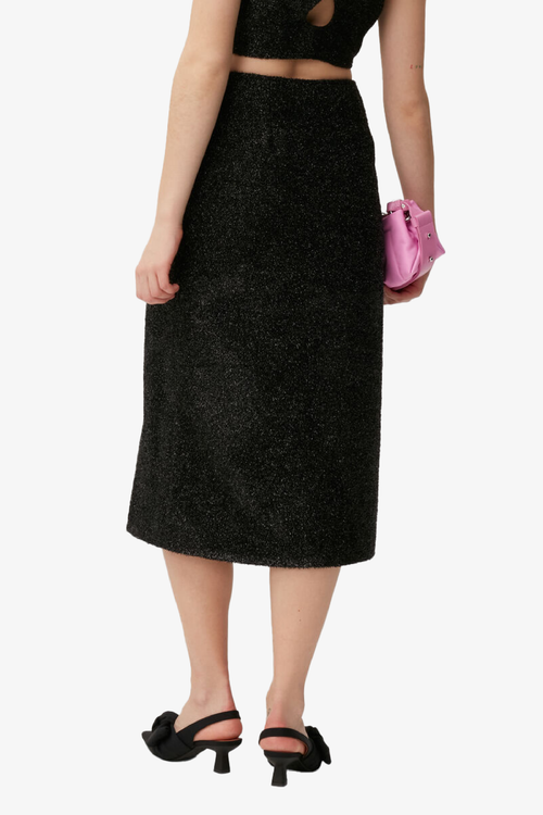 Sparkle Wrap Midi Skirt - Black