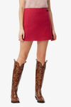 Twill Wool Suiting Mini Skirt - Fiery Red