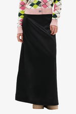 Double Satin Maxi Skirt - Black
