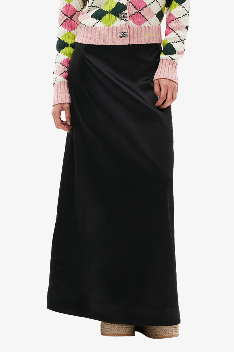 Double Satin Maxi Skirt - Black