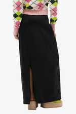 Double Satin Maxi Skirt - Black