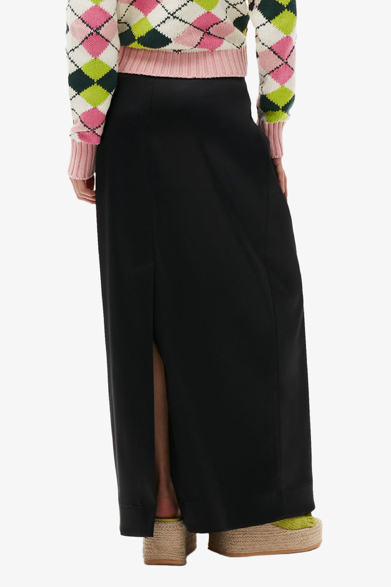 Double Satin Maxi Skirt - Black