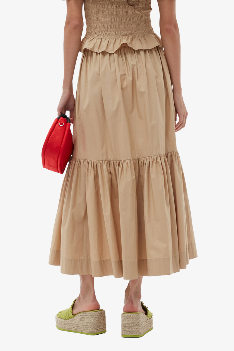 Cotton Poplin Maxi Flounce Skirt - Curds and Whey
