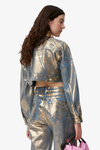 Gold Denim Cropped Trucker Jacket - Gold